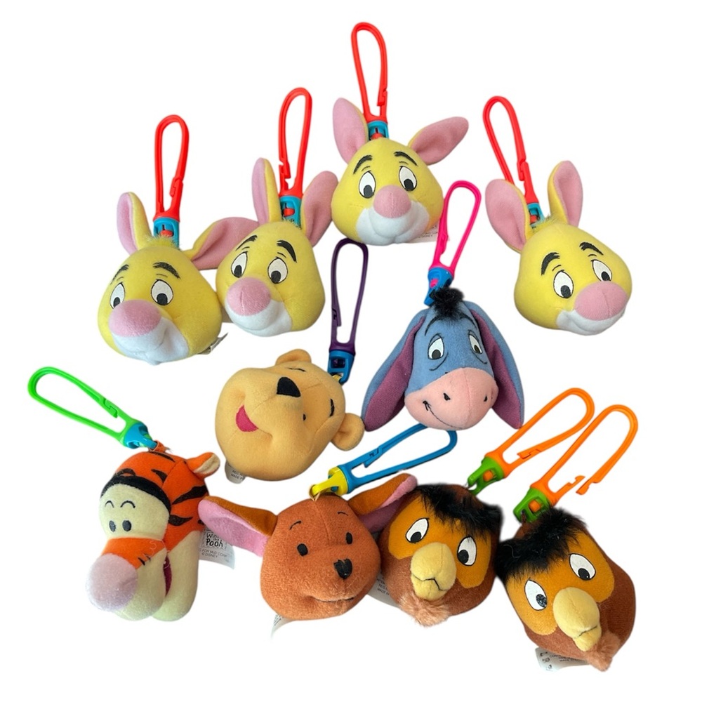 Vintage McDonald’s Disney Plush Keychain Lot – 10 Winnie-the-Pooh Friends Clips